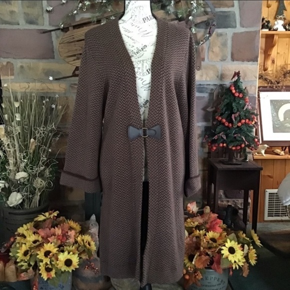 Soft Surroundings Cardigan Brown Herringbone Sz S - Picture 9 of 13